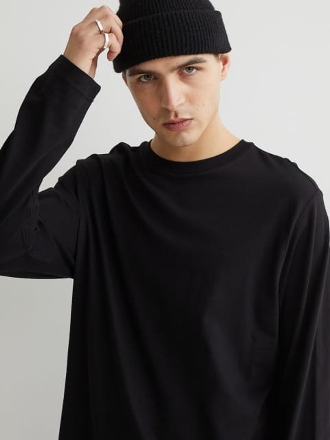 H&M Men Black Regular Fit Jersey Top