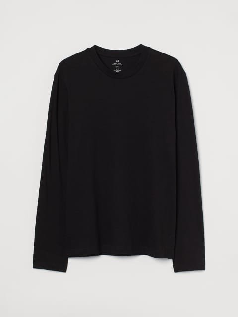 H&M Men Black Regular Fit Jersey Top