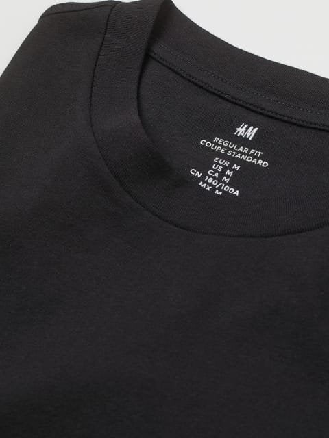 H&M Men Black Regular Fit Jersey Top
