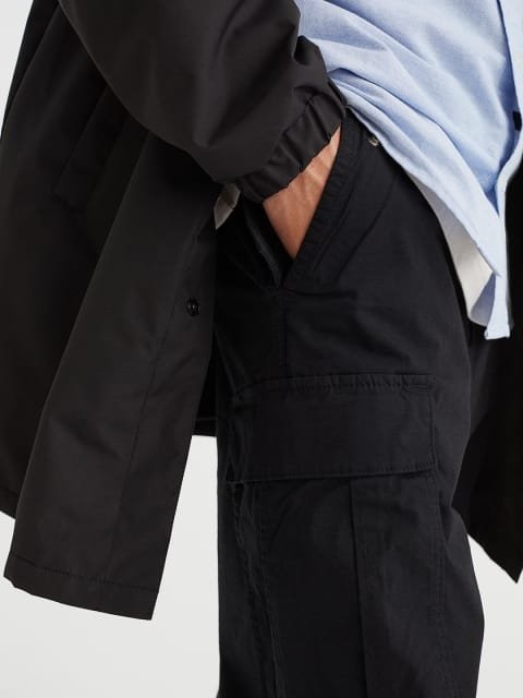 H&M Men Black Regular Fit Ripstop Cargo Trousers