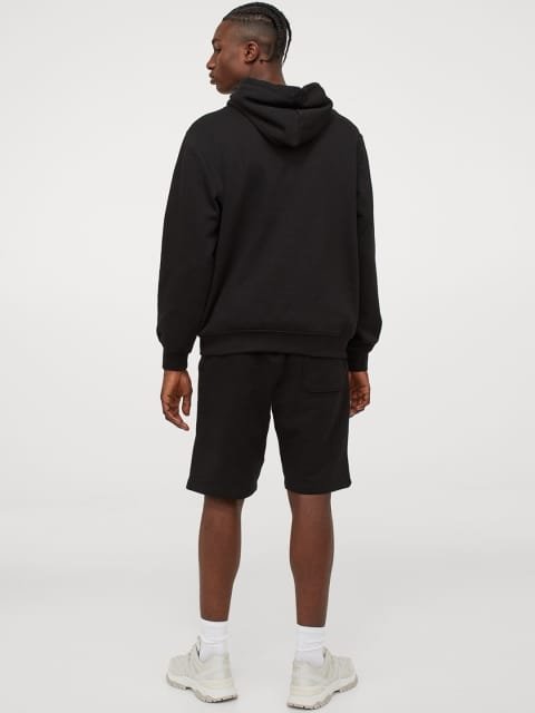 H&M Men Black Relaxed Fit Hoodie