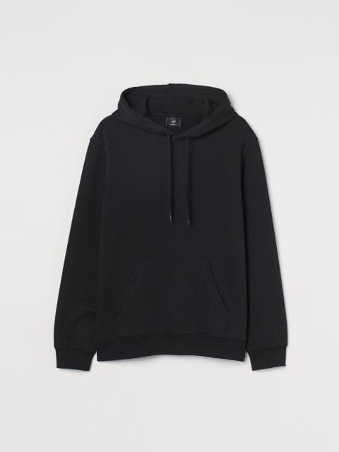 H&M Men Black Relaxed Fit Hoodie