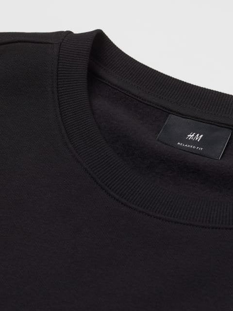 H&M Men Black Relaxed Fit Sweatshirt