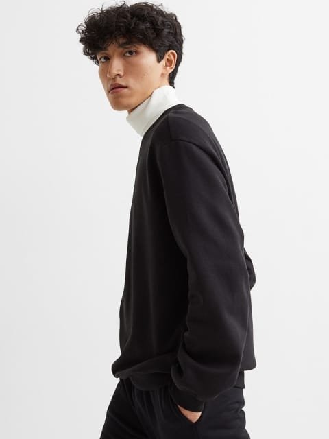 H&M Men Black Relaxed Fit Sweatshirt