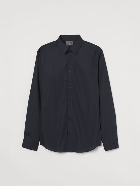 H&M Men Black Slim Fit Easy-Iron Shirts