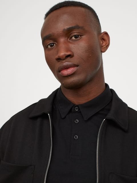 H&M Men Black Slim Fit Polo Shirt