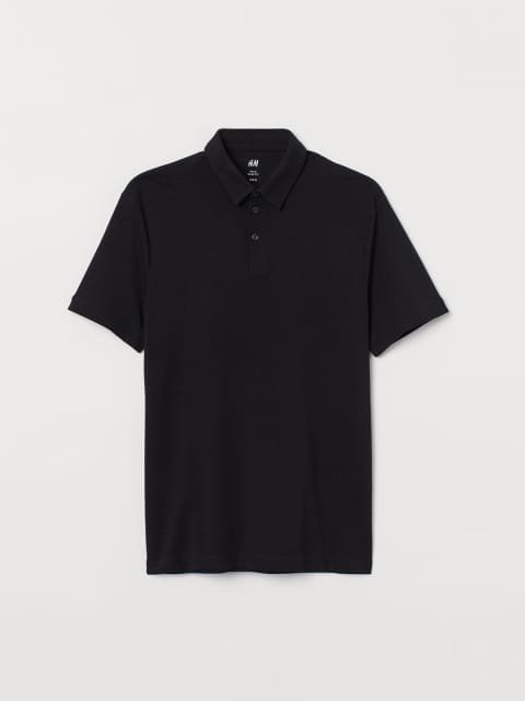 H&M Men Black Slim Fit Polo Shirt