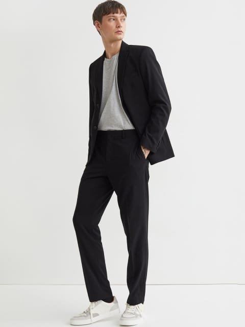 H&M Men Black Slim Fit Suit Trousers