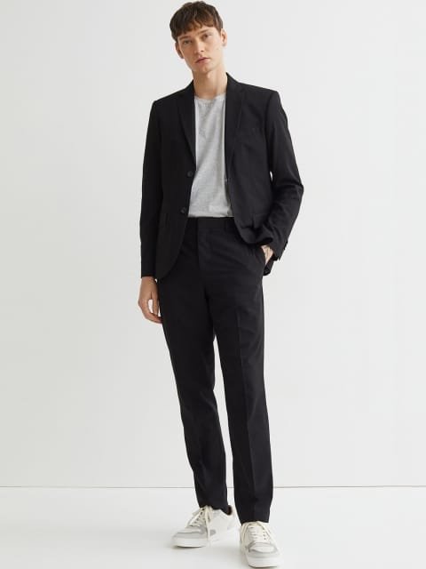 H&M Men Black Slim Fit Suit Trousers
