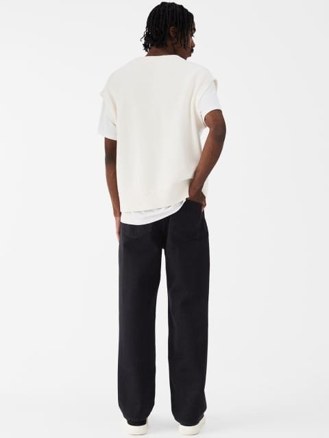 H&M Men Black Solid Pure Cotton Loose Jeans