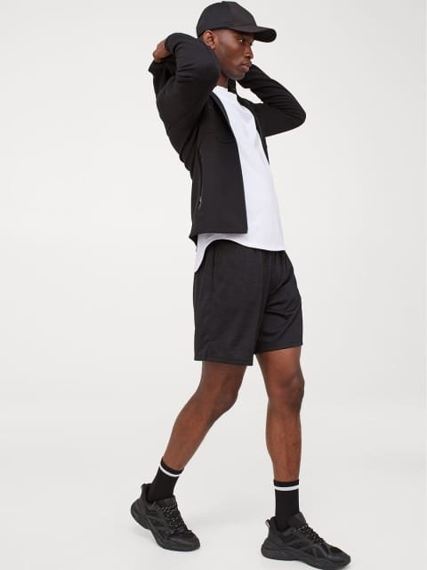 H&M Men Black Solid Rapid-Dry Sports Shorts