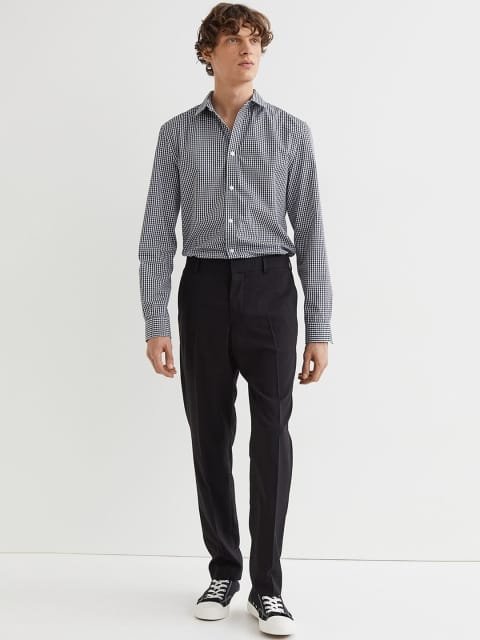 H&M Men Black Solid Regular Fit Suit trousers