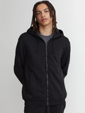 H&M Men Black Solid Relaxed Fit Zip-Through Hoodie