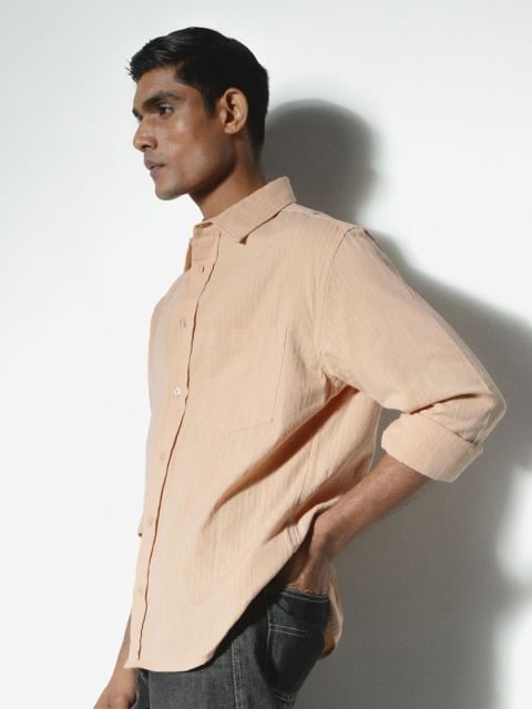 H&M Men Classic Spread Collar Solid Cotton Casual Shirt