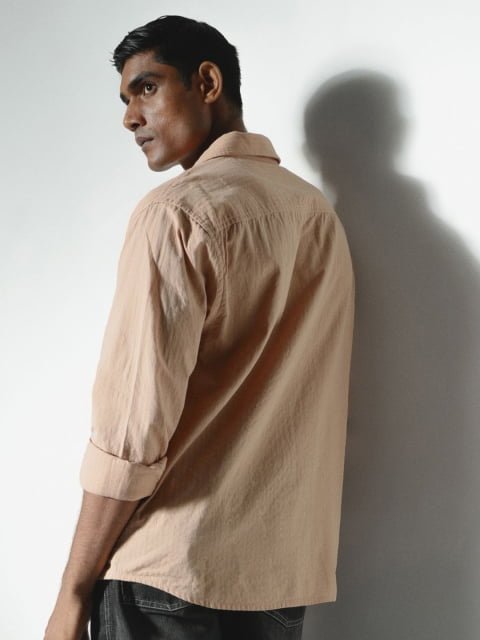 H&M Men Classic Spread Collar Solid Cotton Casual Shirt