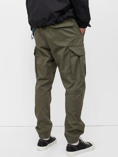 H&M Men Green Solid Cargo Joggers