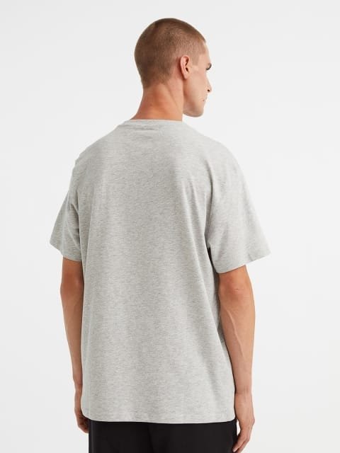 H&M Men Grey Regular Fit Round-Neck T-shirt
