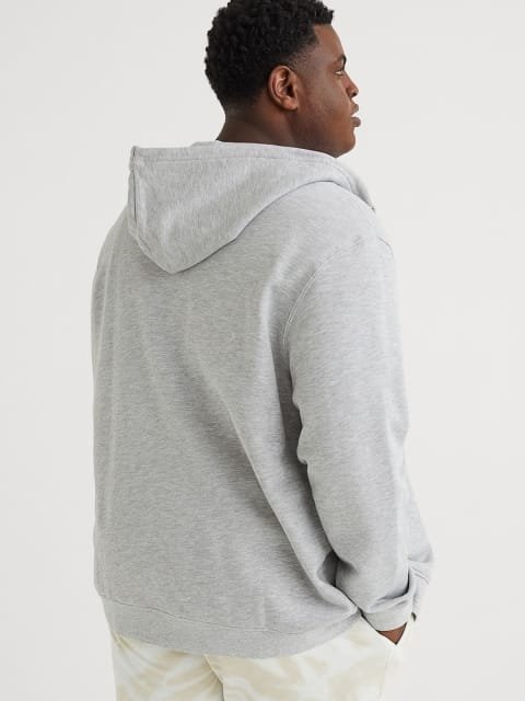 H&M Men Grey Regular Fit Zip-through hoodie