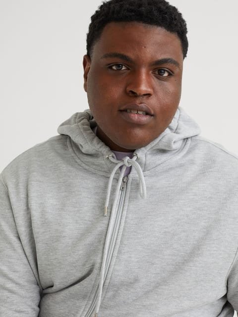 H&M Men Grey Regular Fit Zip-through hoodie