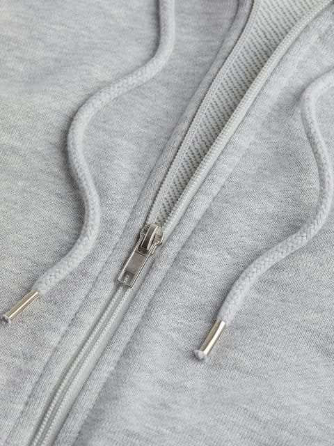 H&M Men Grey Regular Fit Zip-through hoodie