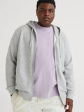 H&M Men Grey Regular Fit Zip-through hoodie