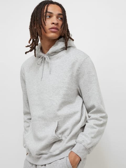 H&M Men Grey Relaxed Fit Hoodie