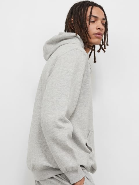 H&M Men Grey Relaxed Fit Hoodie