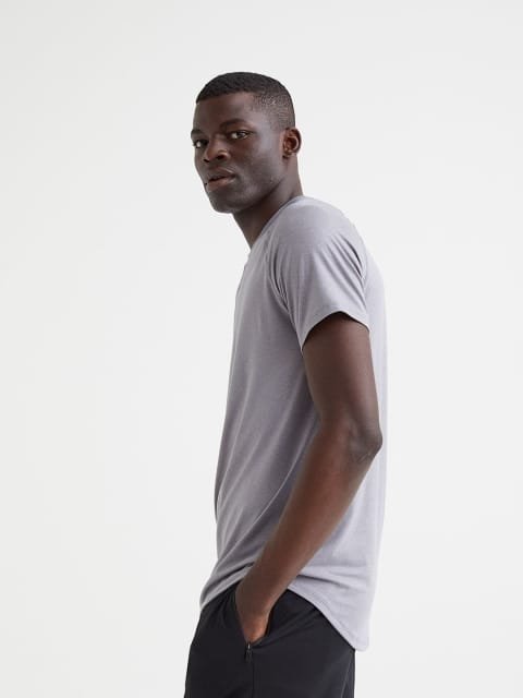 H&M Men Grey Solid Loose Fit Sports Top