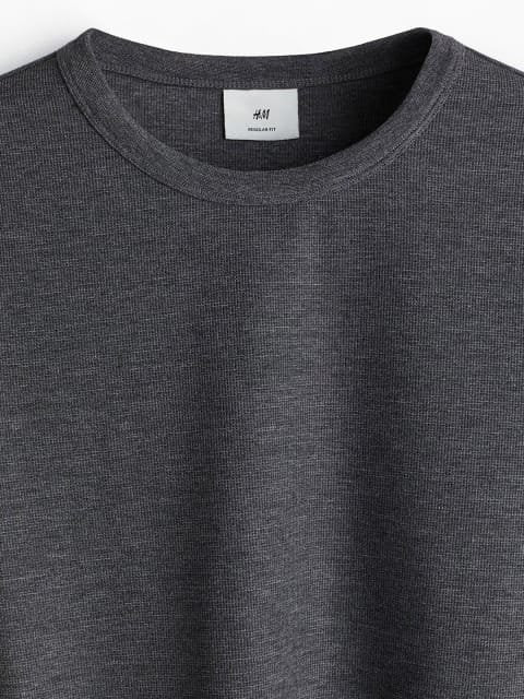 H&M Men Long-Sleeved Waffled T-Shirt