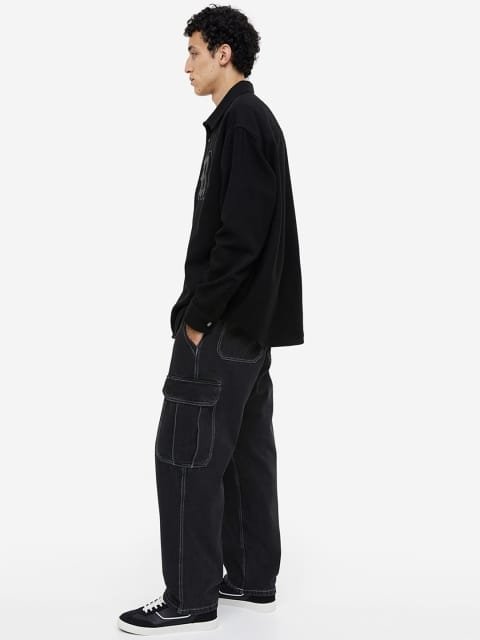H&M Men Loose Cargo Style Denim Joggers