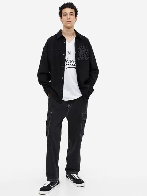 H&M Men Loose Cargo Style Denim Joggers