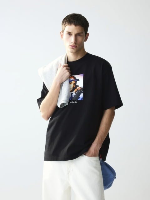 H&M Men Loose Fit Printed T-Shirt