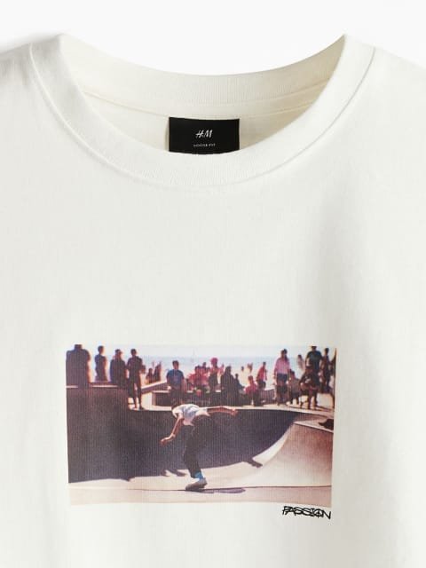 H&M Men Loose Fit Printed T-Shirt