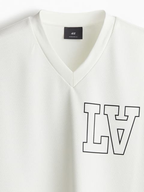 H&M Men Oversized Fit Printed Mesh T-Shirt