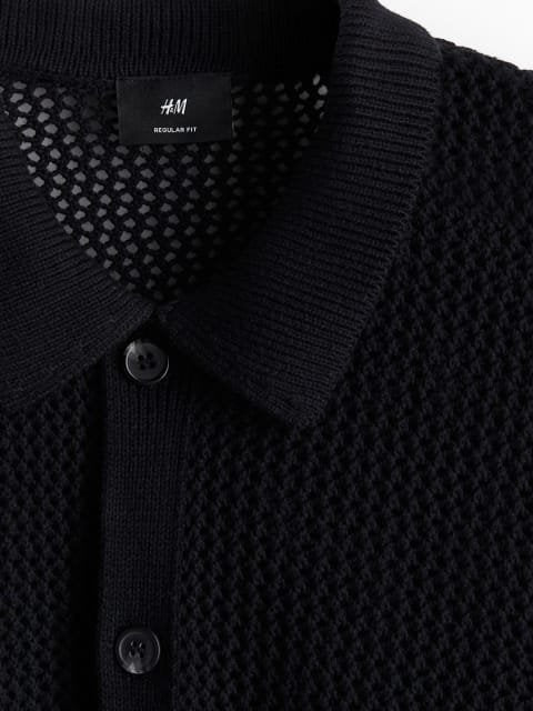 H&M Men Pointelle-Knit Cotton Shirt