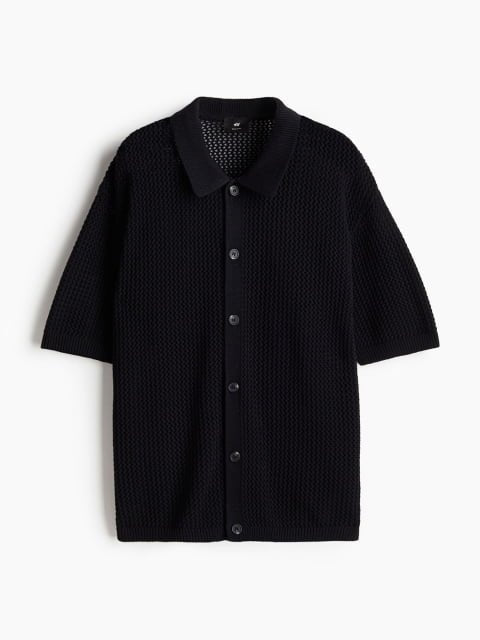 H&M Men Pointelle-Knit Cotton Shirt
