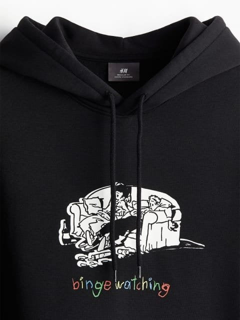 H&M Men Printed Hoodie