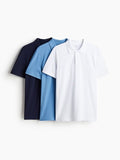 H&M Men Pure Cotton 3-Pack Regular Fit Polo Shirts