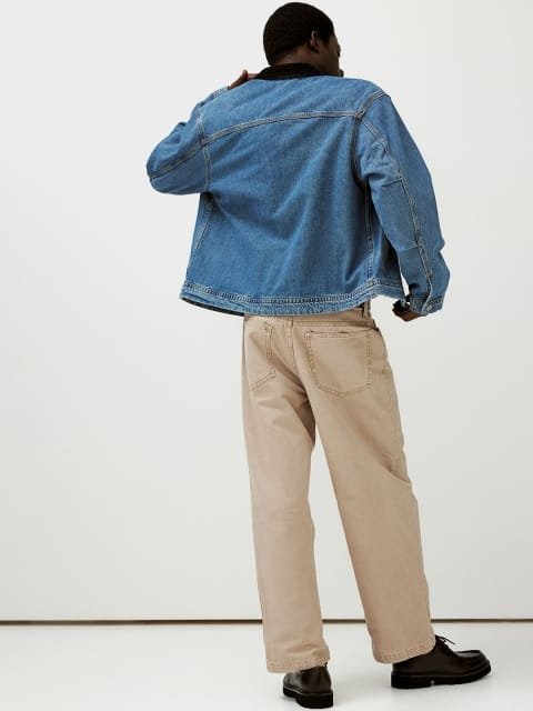 H&M Men Pure Cotton Baggy Canvas Trousers