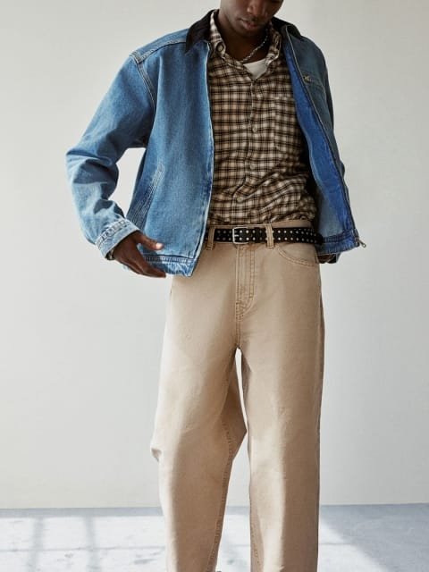 H&M Men Pure Cotton Baggy Canvas Trousers