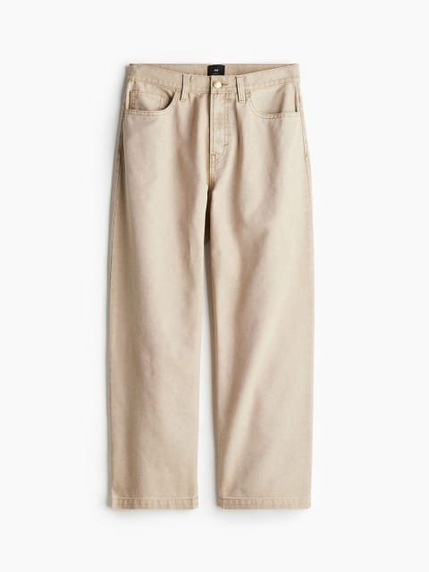 H&M Men Pure Cotton Baggy Canvas Trousers