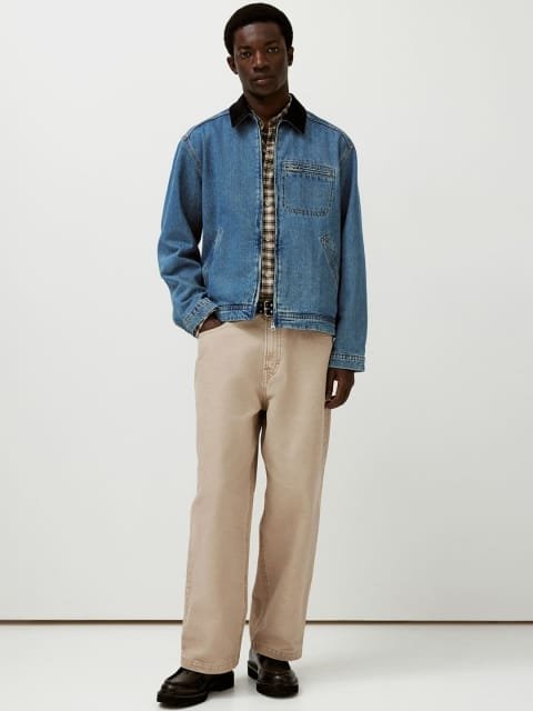 H&M Men Pure Cotton Baggy Canvas Trousers