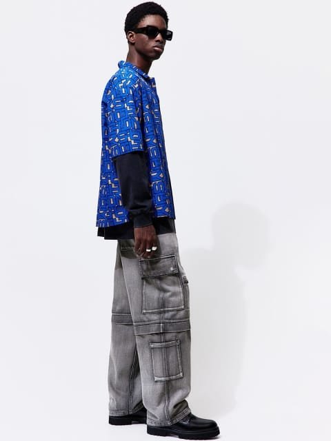 H&M Men Pure Cotton Baggy Fit Cargo Trousers