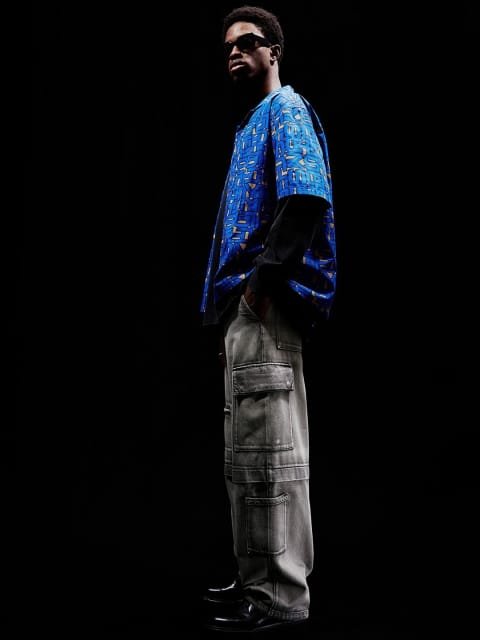 H&M Men Pure Cotton Baggy Fit Cargo Trousers