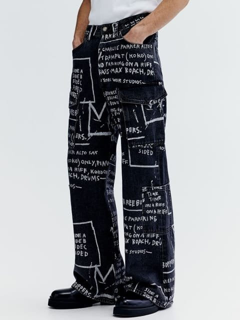 H&M Men Pure Cotton Bootcut Loose Cargo Jeans