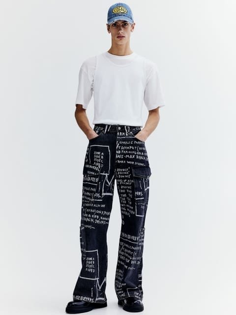 H&M Men Pure Cotton Bootcut Loose Cargo Jeans