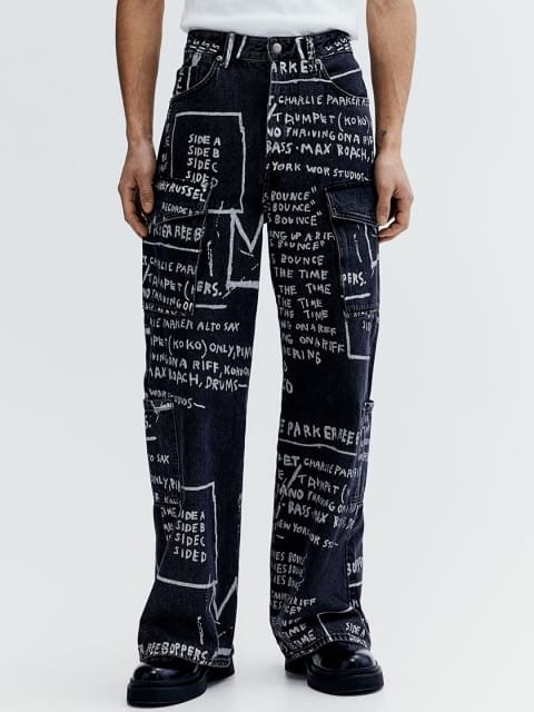 H&M Men Pure Cotton Bootcut Loose Cargo Jeans