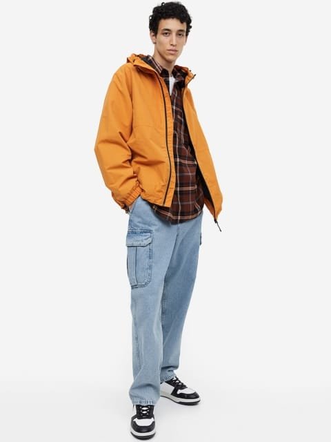 H&M Men Pure Cotton Loose Cargo Denim Joggers