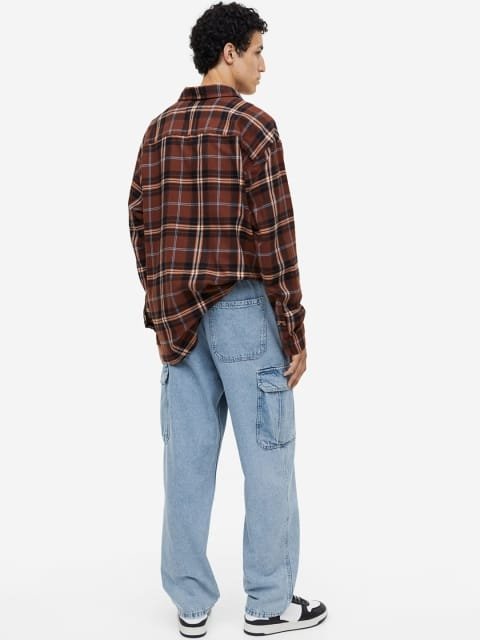 H&M Men Pure Cotton Loose Cargo Denim Joggers