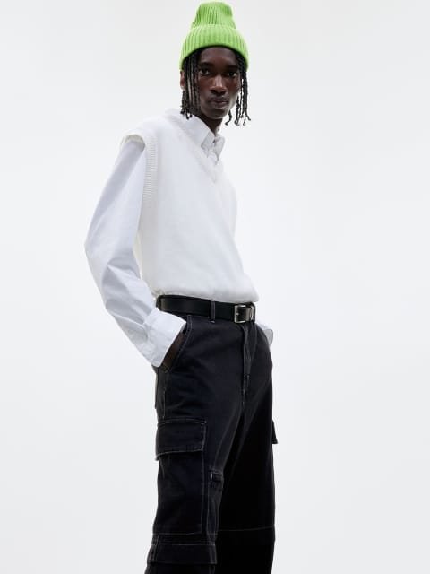 H&M Men Pure Cotton Loose Fit Cargo Trouser Jeans